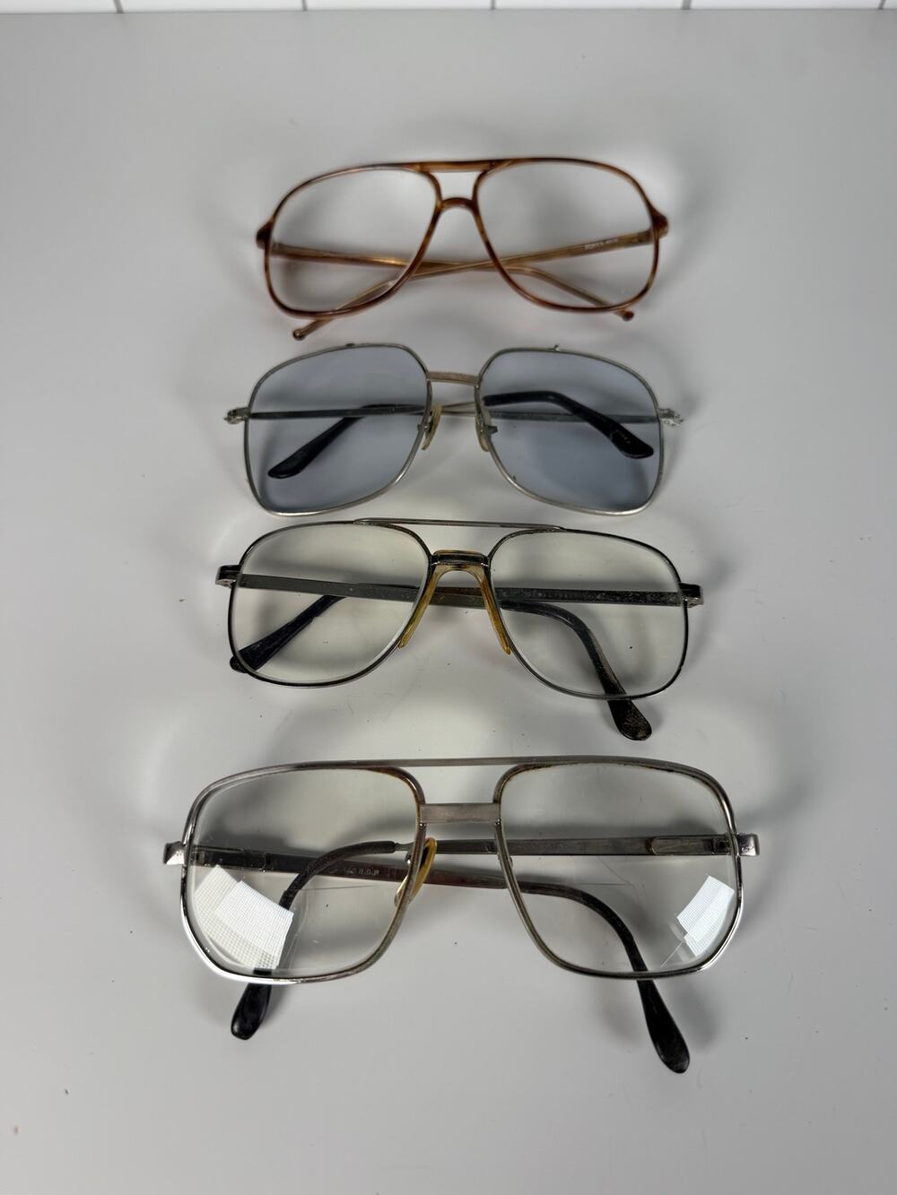 Vintage 1980s Mens Aviator Navigator Eyeglass Frames Repair Salvage Lot of 5
